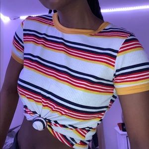 Striped tied tie up tee